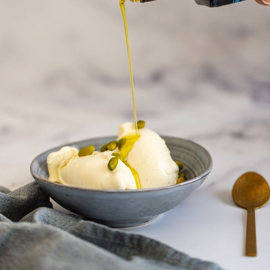Vanilla Gelato Topped with Lafonte Extra Virgin Olive Oil