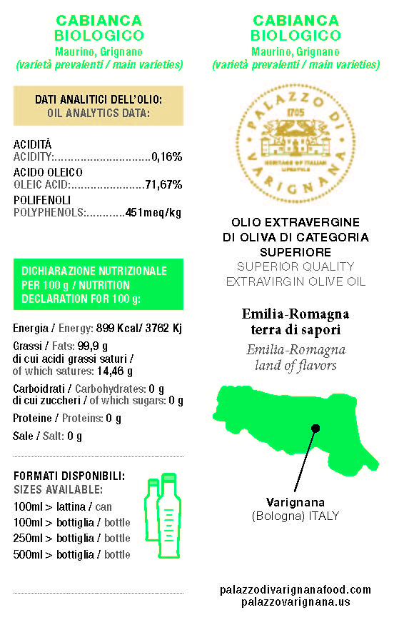 Cabianca Extra Virgin Olive Oil Organic - Multivarietal Olive Oil